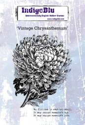 Vintage Chrysanthemum A6 Red Rubber Stamp